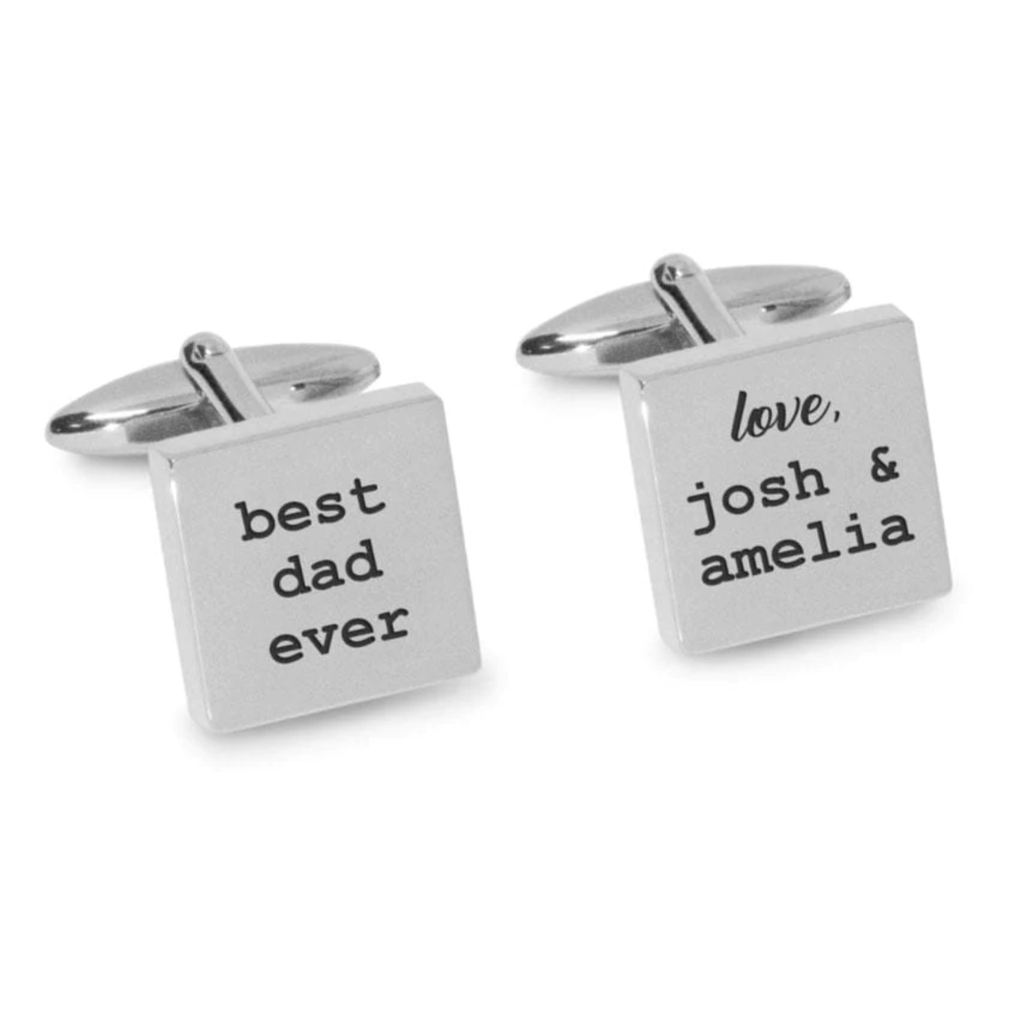 Best Dad Ever with Love Engraved Cufflinks