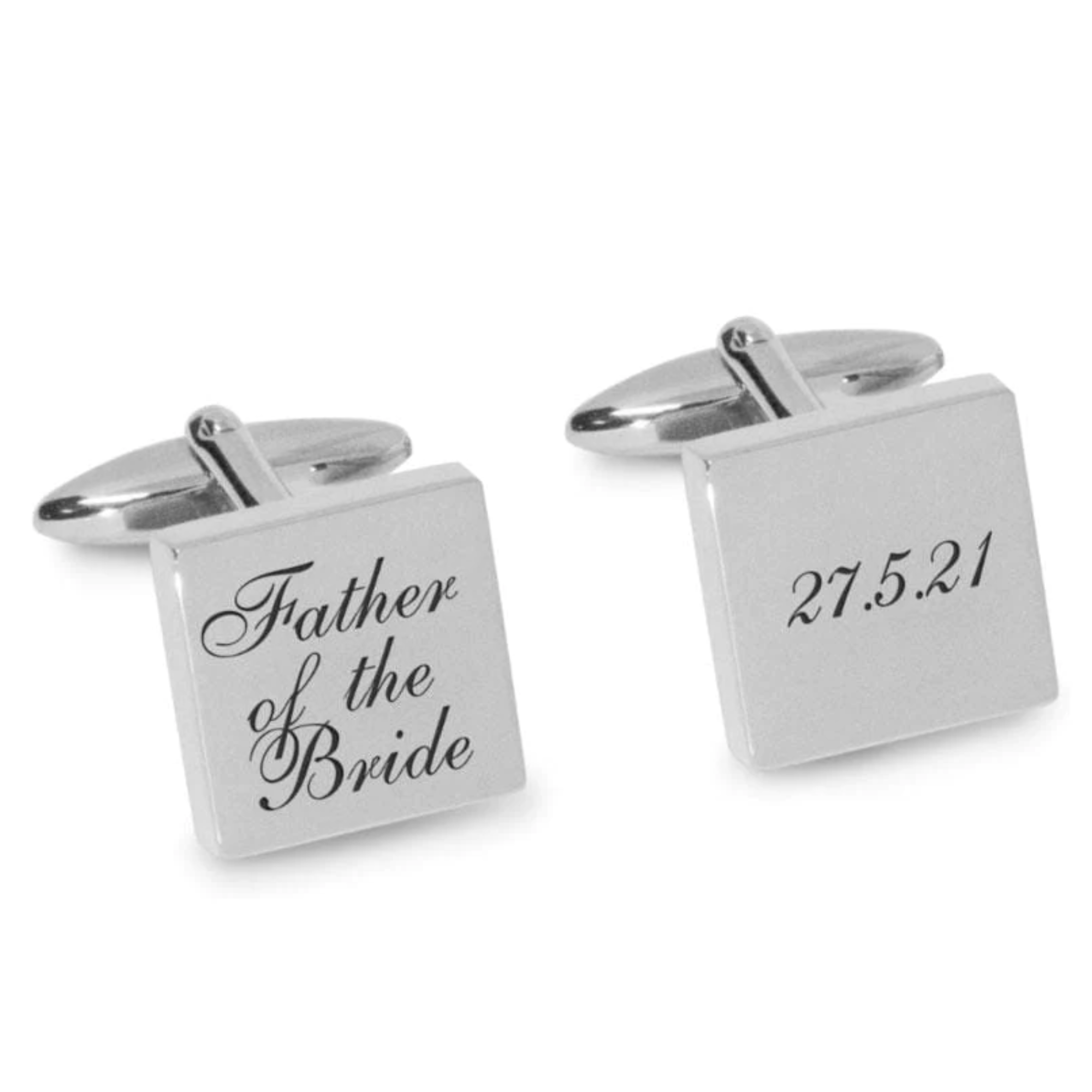 Father of the Bride Wedding Date Engraved Cufflinks