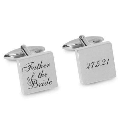 Father of the Bride Wedding Date Engraved Cufflinks