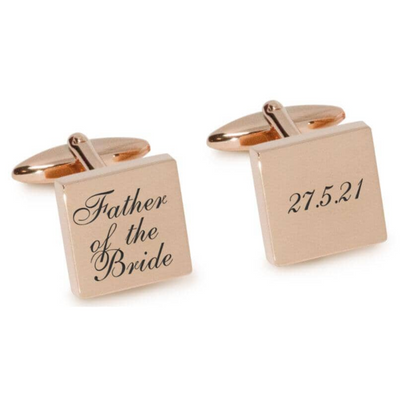 Father of the Bride Wedding Date Engraved Cufflinks