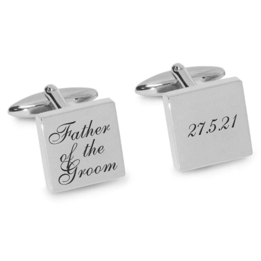 Father of the Groom Wedding Date Engraved Cufflinks