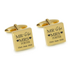 Mr Mrs Last Name Love Heart with Date Engraved Wedding Cufflinks