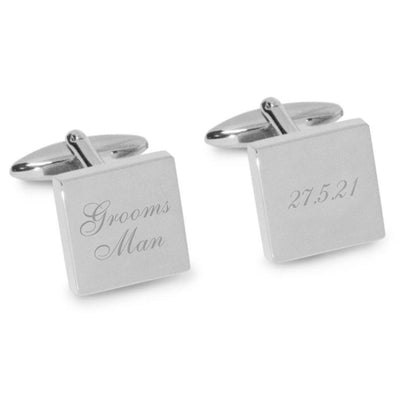 Grooms Man Wedding Date Engraved Cufflinks
