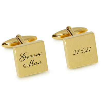 Grooms Man Wedding Date Engraved Cufflinks