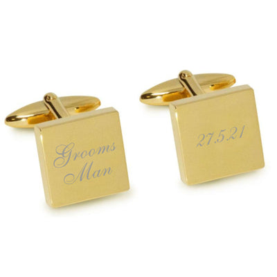 Grooms Man Wedding Date Engraved Cufflinks