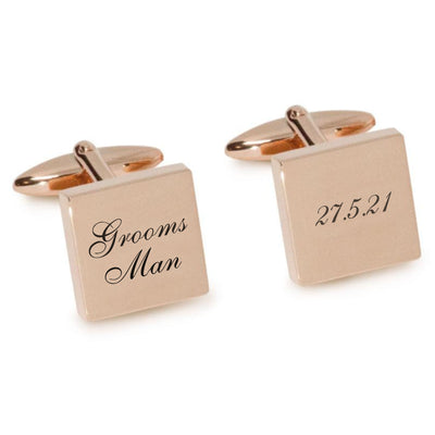Grooms Man Wedding Date Engraved Cufflinks