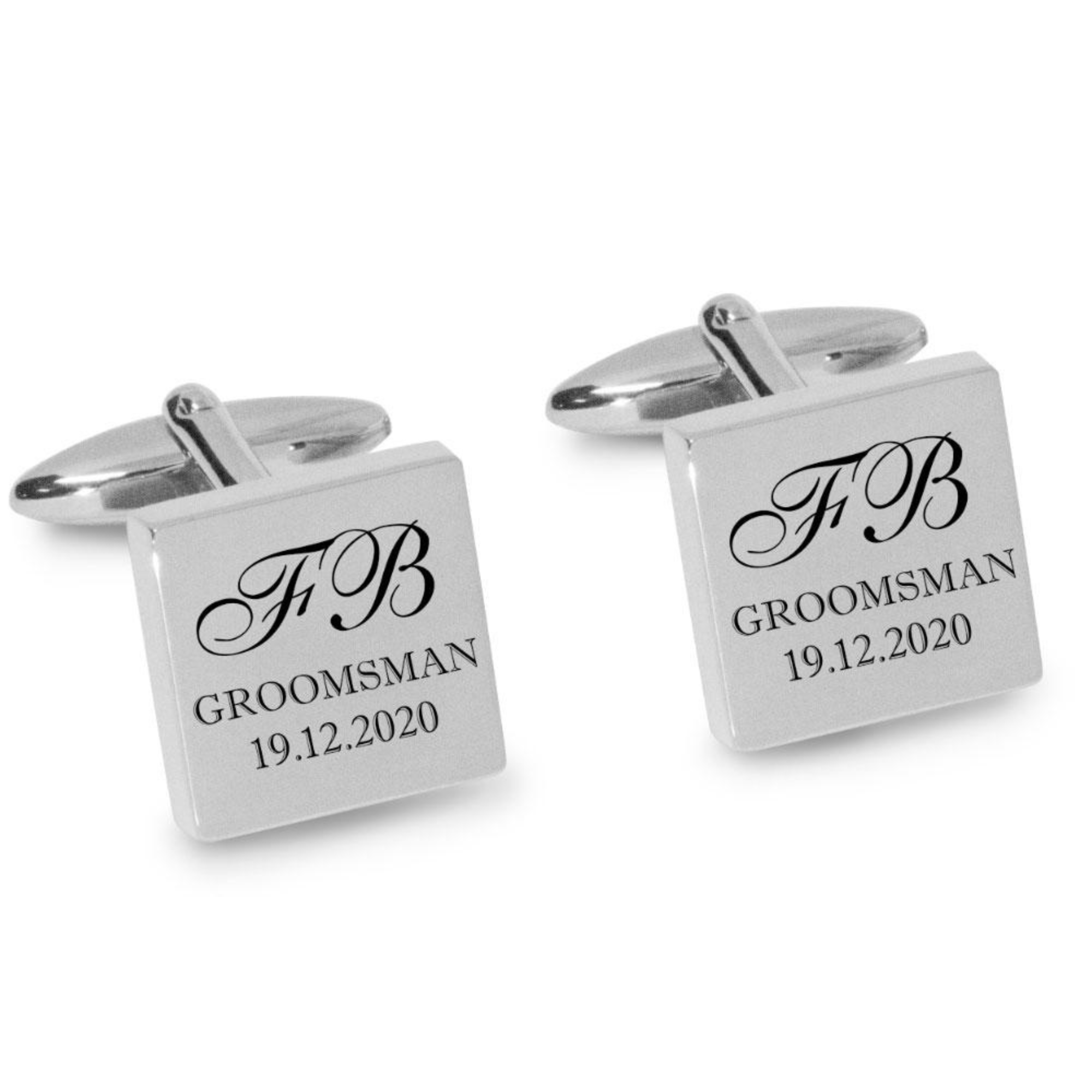 Initials with Wedding Role + Date Engraved Cufflinks