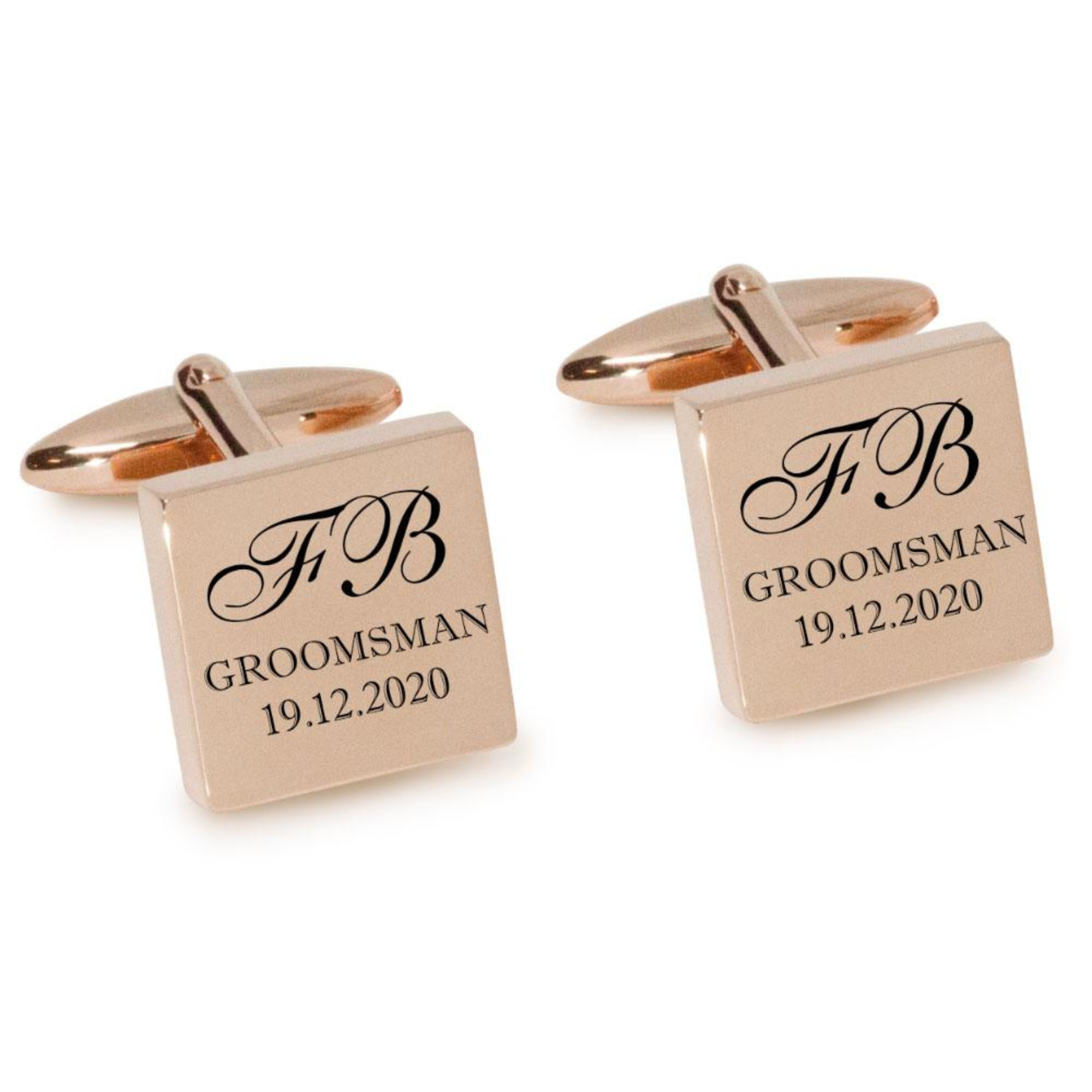 Initials with Wedding Role + Date Engraved Cufflinks