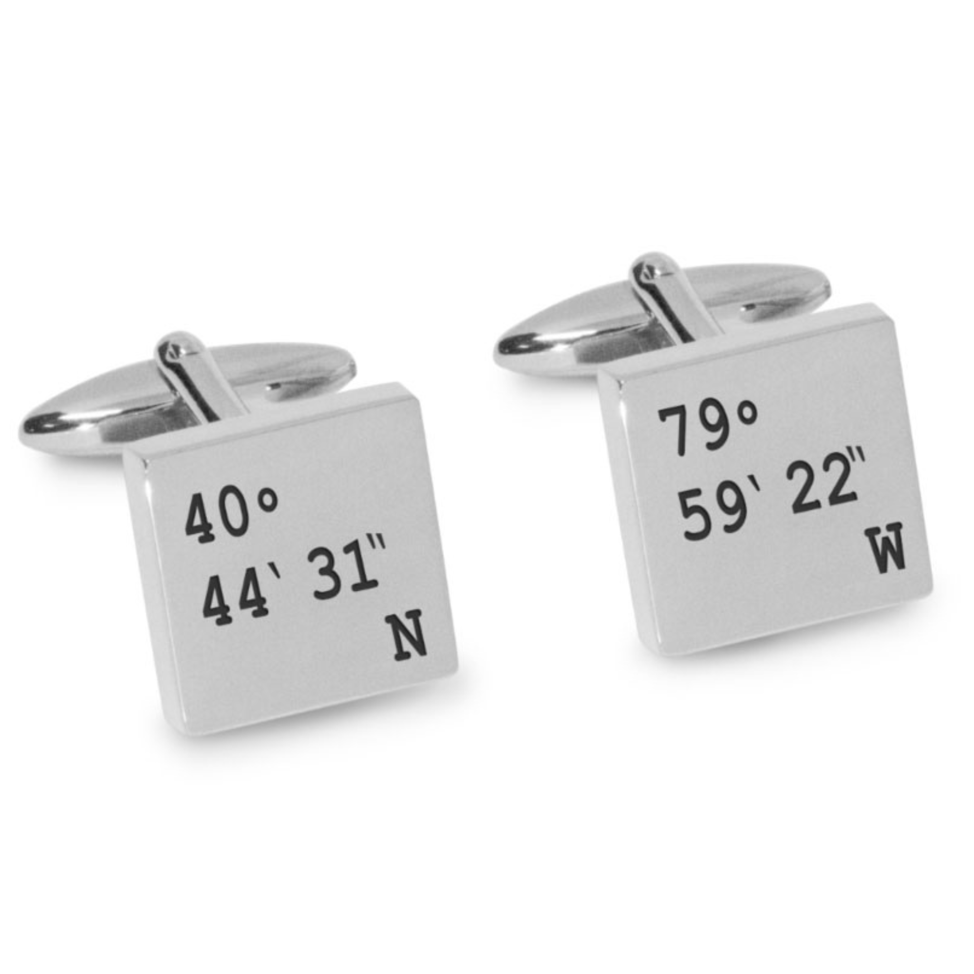 Latitude and Longitude Coordinates Engraved Cufflinks