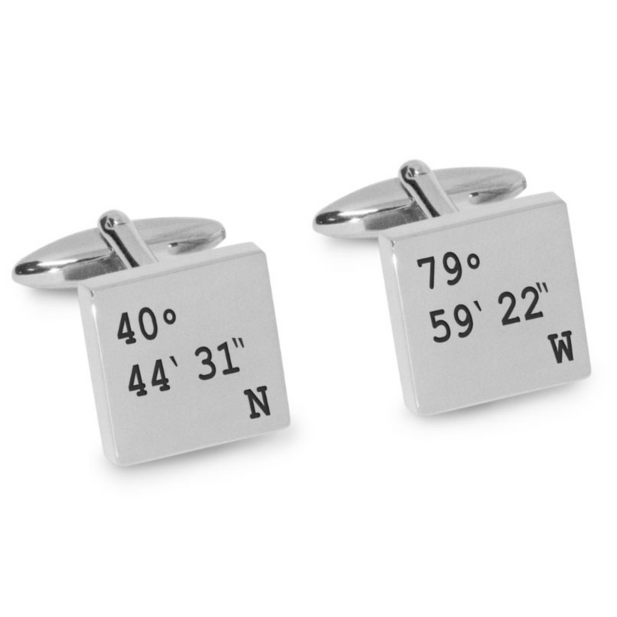 Latitude and Longitude Coordinates Engraved Cufflinks