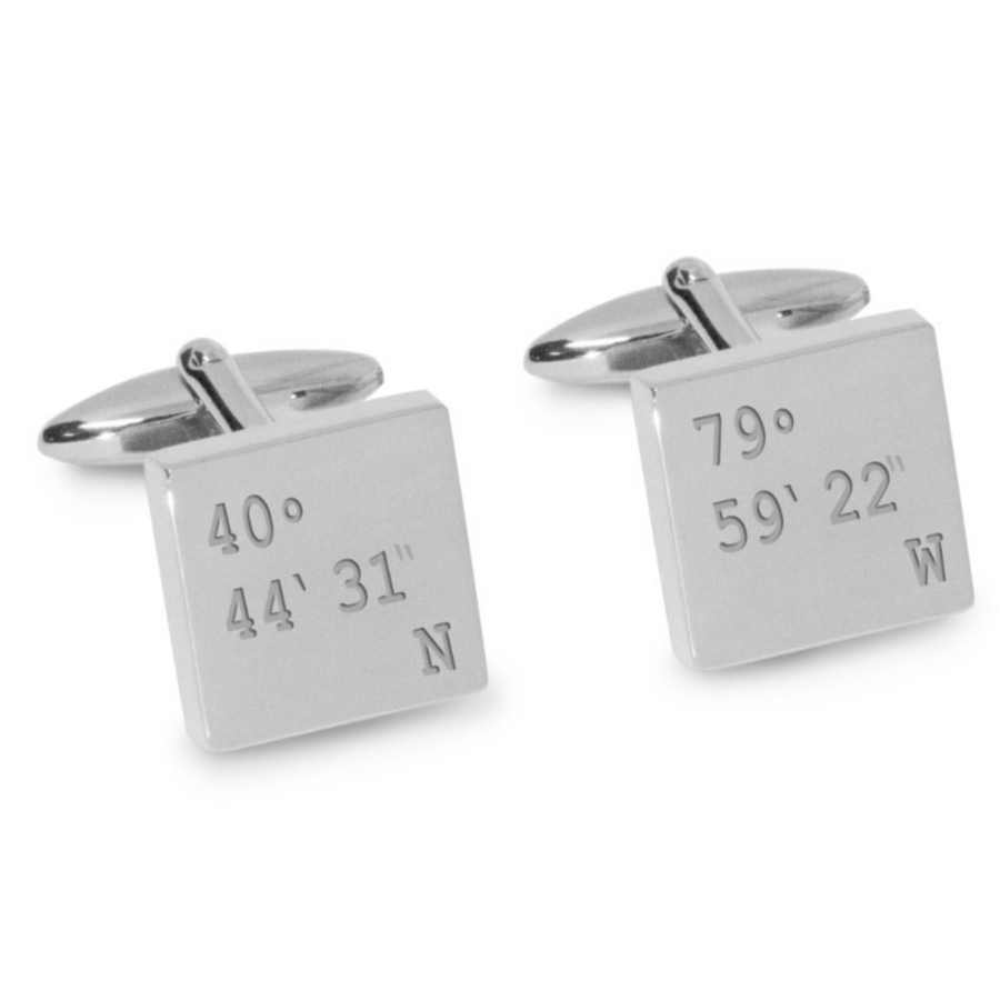 Latitude and Longitude Coordinates Engraved Cufflinks