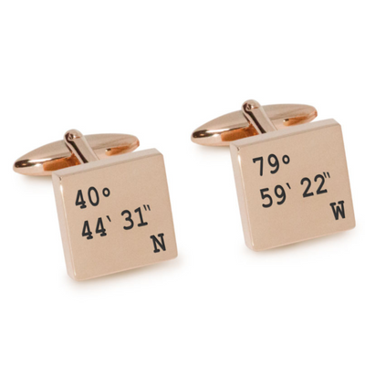Latitude and Longitude Coordinates Engraved Cufflinks