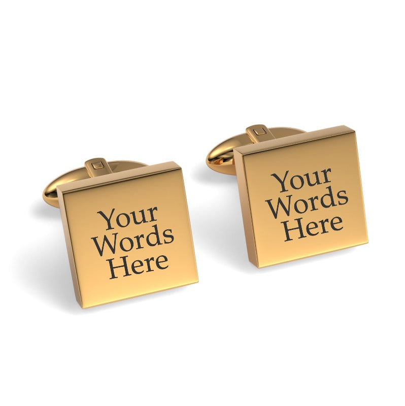 Custom Word Engraved Square Cufflinks