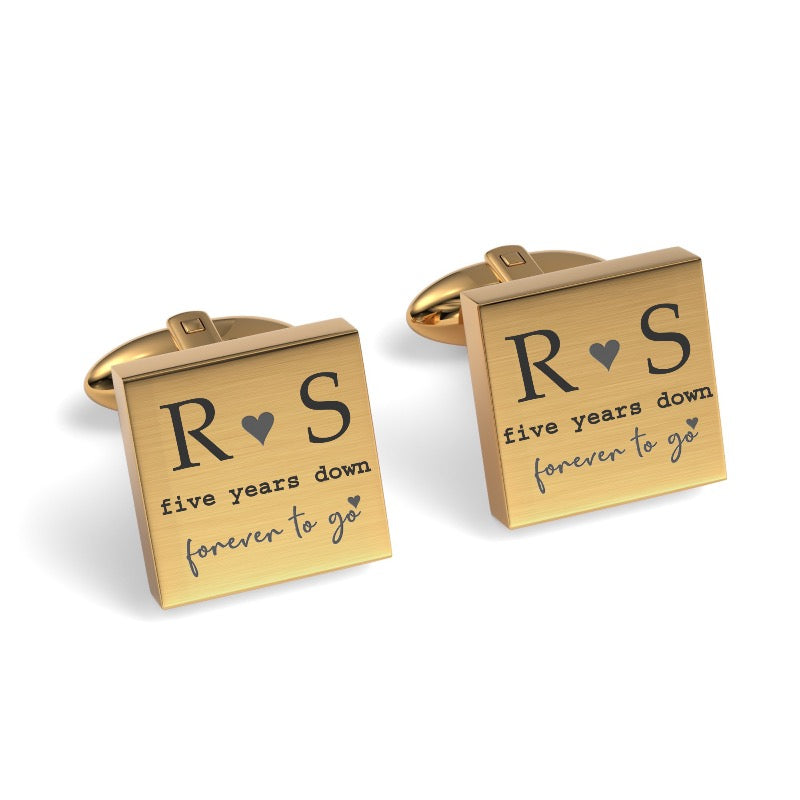 Five Years Down Forever To Go Engraved Cufflinks