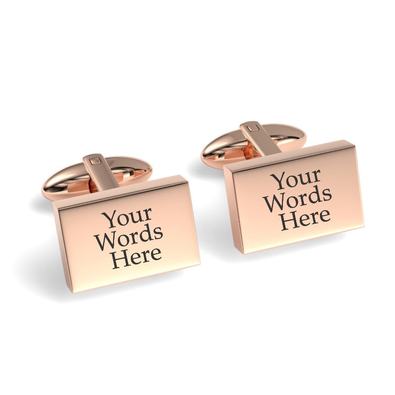Custom Word Engraved Rectangle Cufflinks