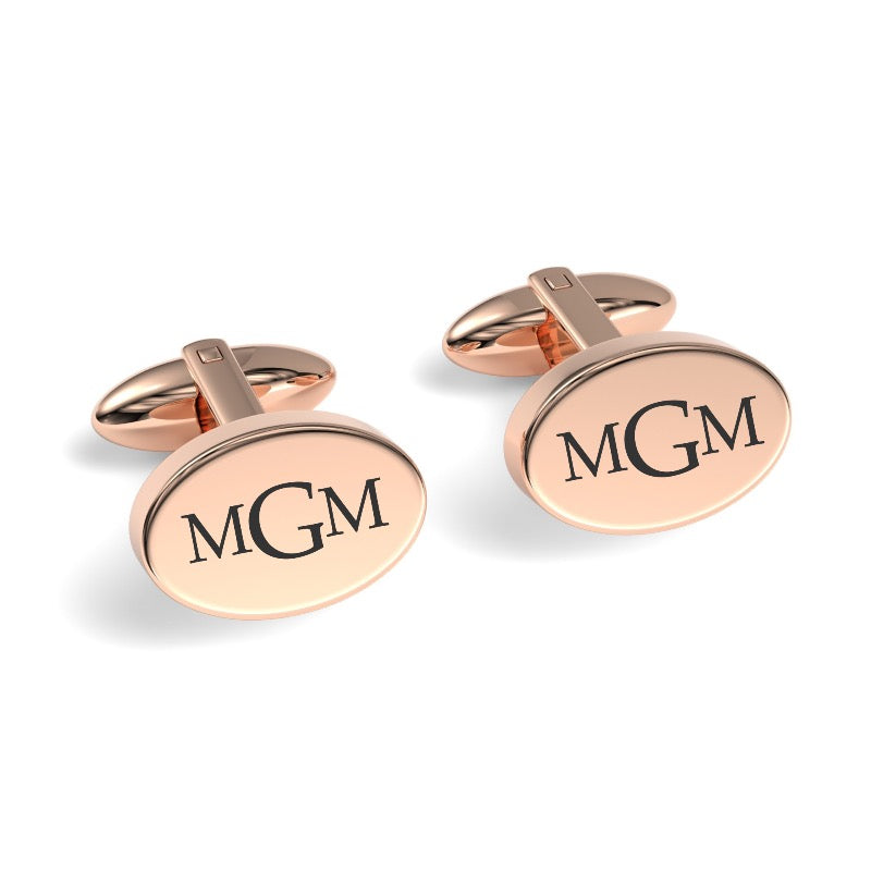 Engraved Monogram Initials Oval Cufflinks