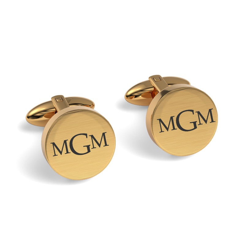 Engraved Monogram Initials Round Cufflinks