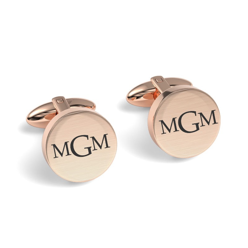 Engraved Monogram Initials Round Cufflinks