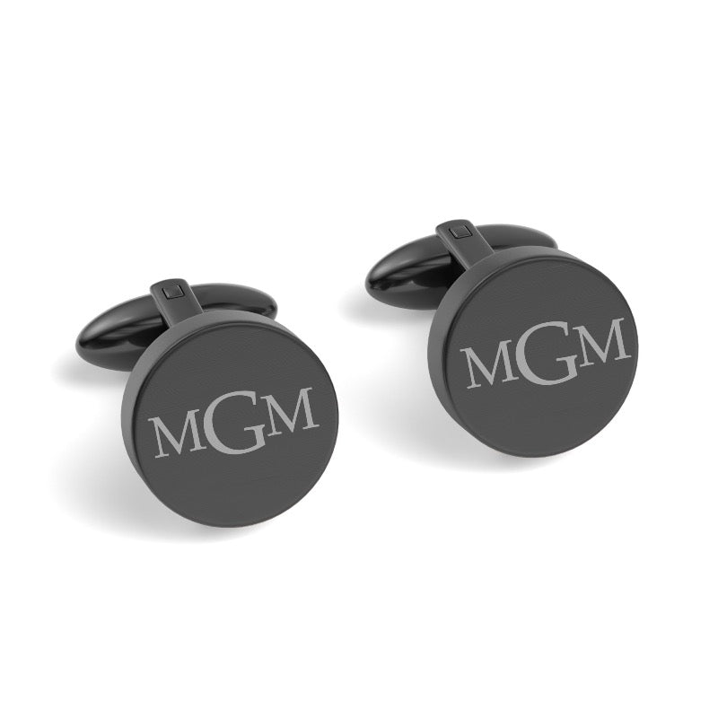 Engraved Monogram Initials Round Cufflinks