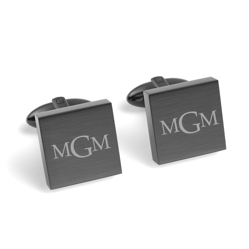 Engraved Monogram Initials Square Cufflinks