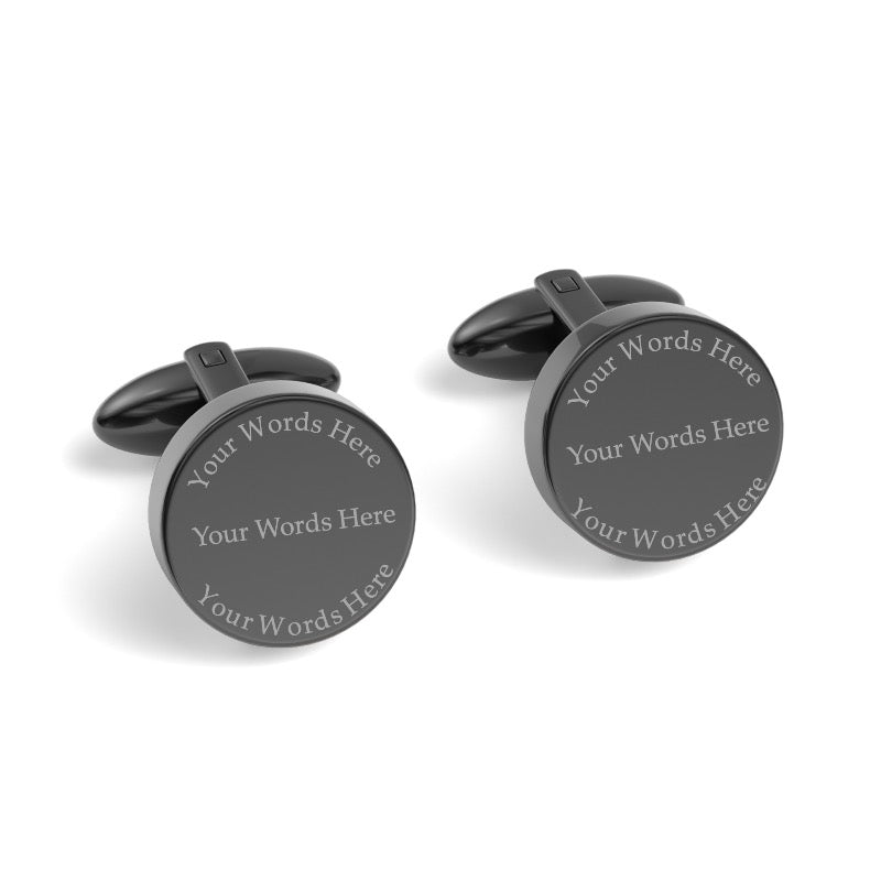 Custom Word Engraved Round Cufflinks