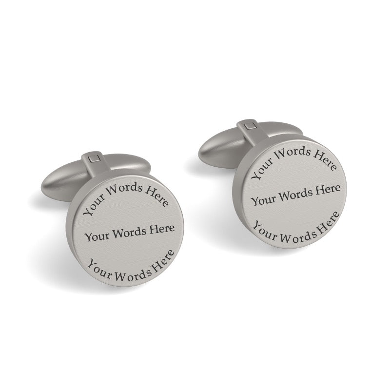 Custom Word Engraved Round Cufflinks