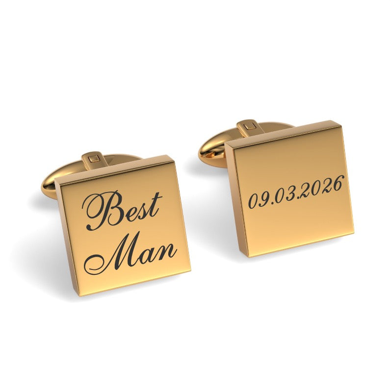 Best Man Wedding Date Engraved Square Cufflinks