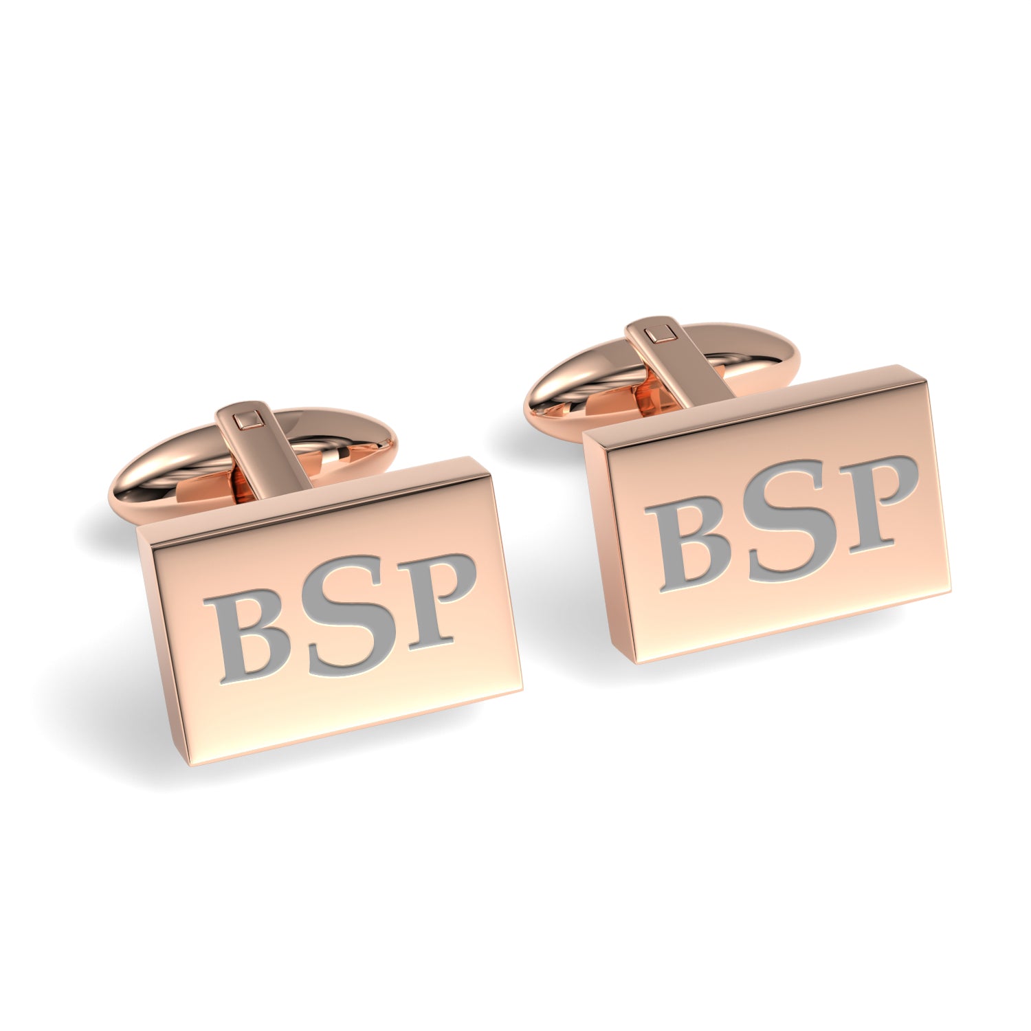 Engraved Monogram Initials Rectangle Cufflinks
