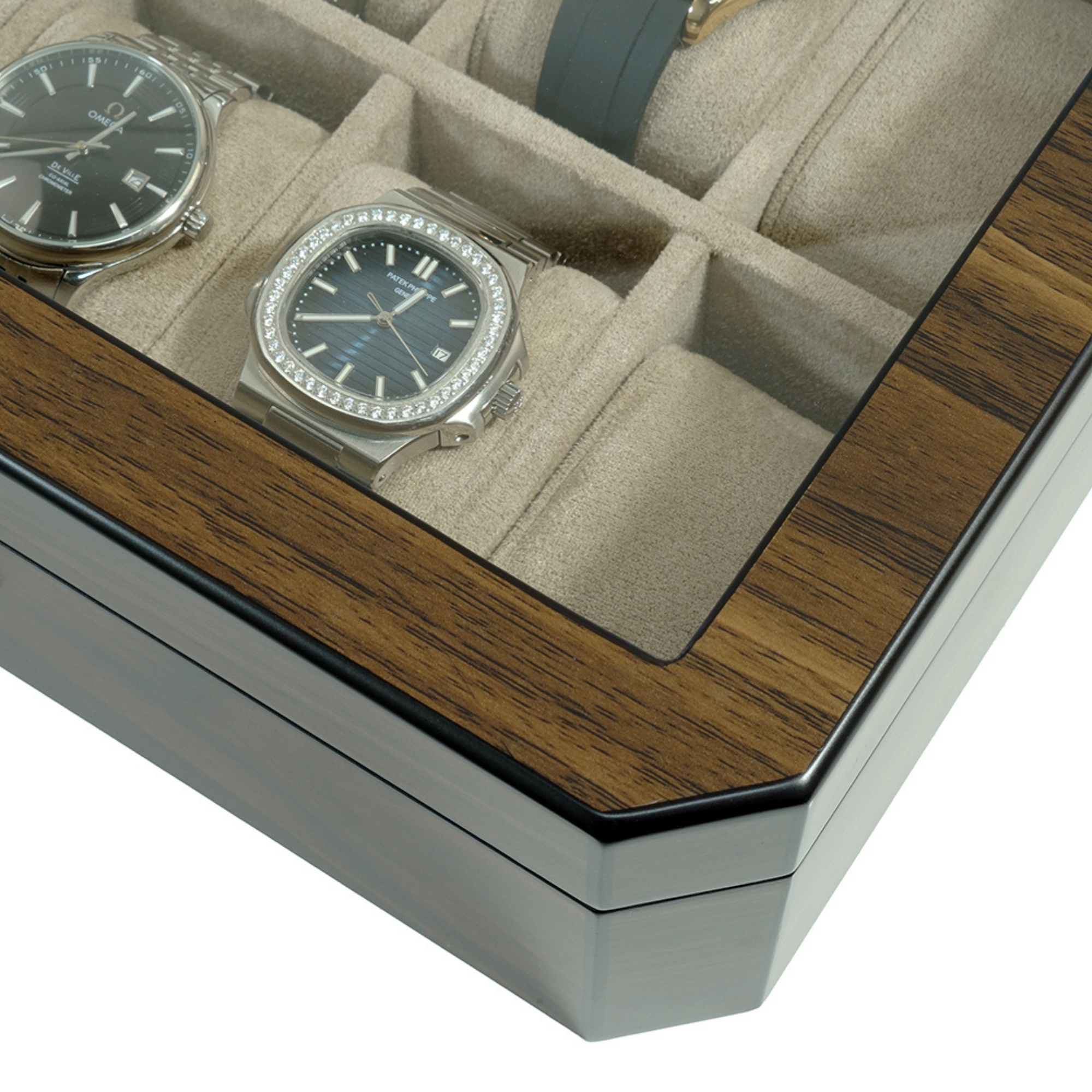 10 Slots Octagon Walnut Wooden Watch Box