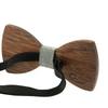 Dark Wood Light Grey Dot Fabric Adult Bow Tie
