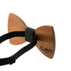 Dark Wood Black Dot Fabric Adult Bow Tie