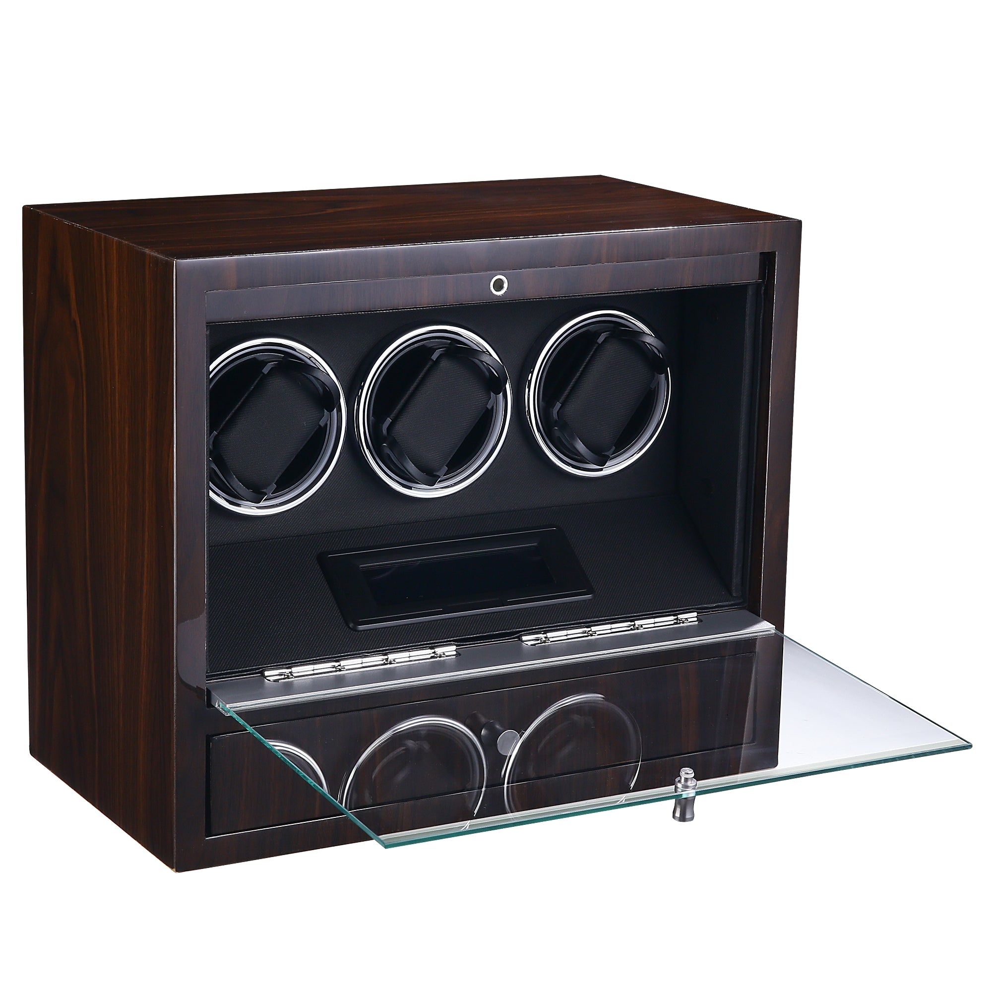 Brighton Watch Winder for 3 Watches with Drawer