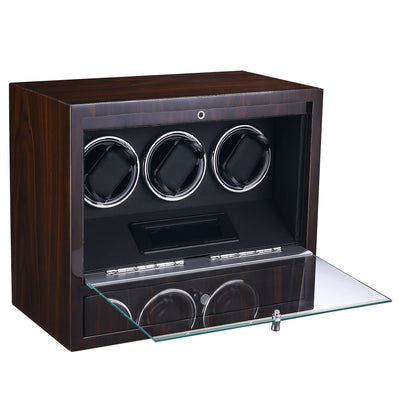 Brighton Watch Winder for 3 Watches with Drawer