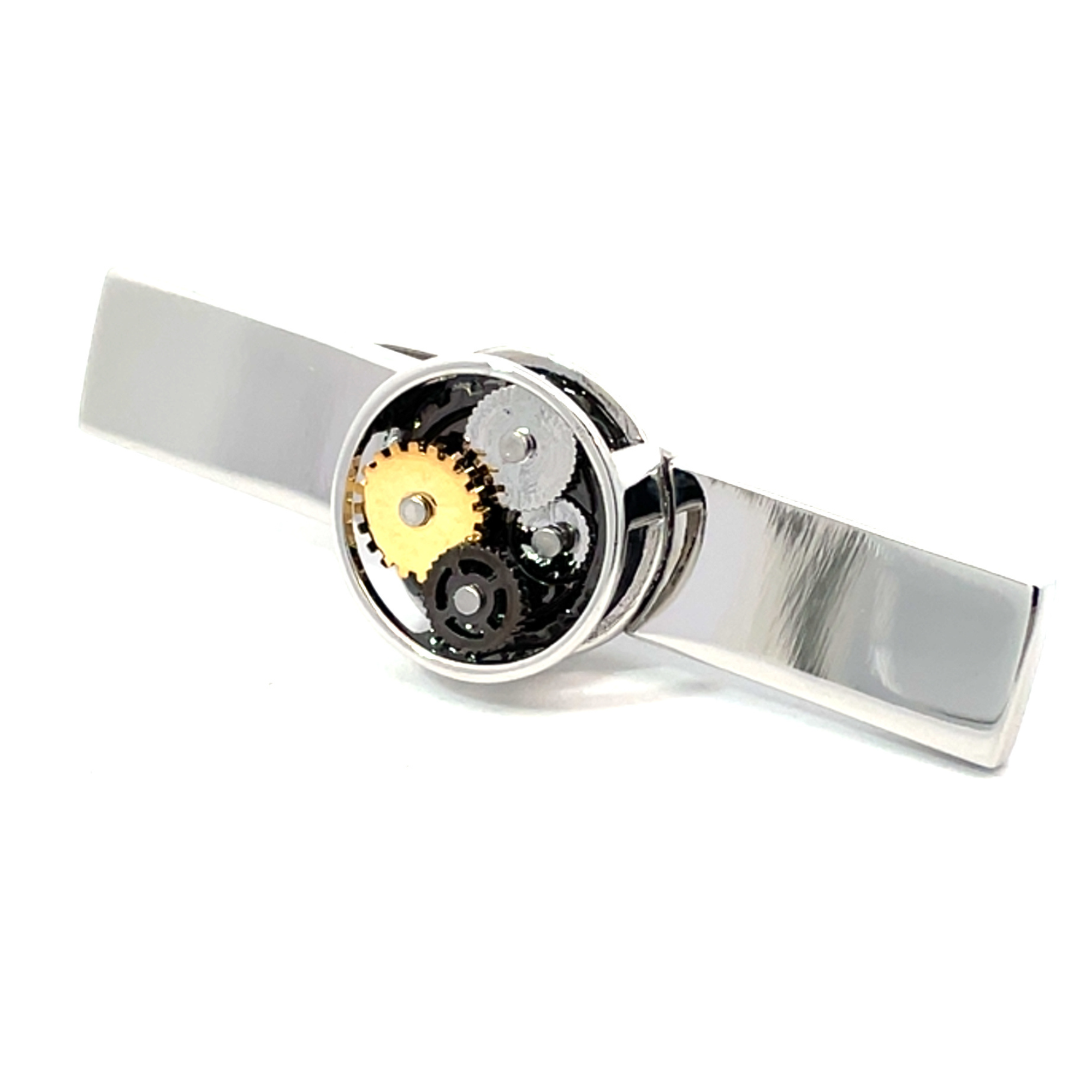 Steampunk Round Silver Tie Clip