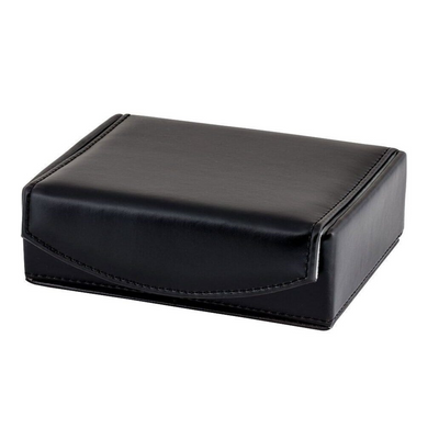 Small Black Leathette Cufflink Box with Collar Stays