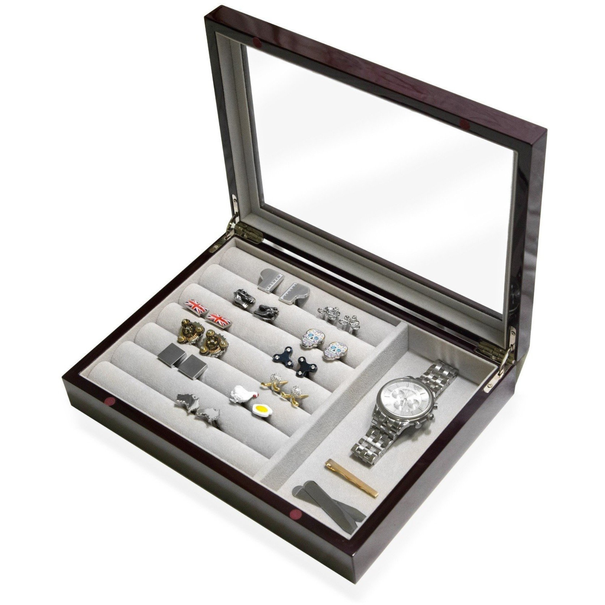 Medium Cufflink and Valet Box Mahogany