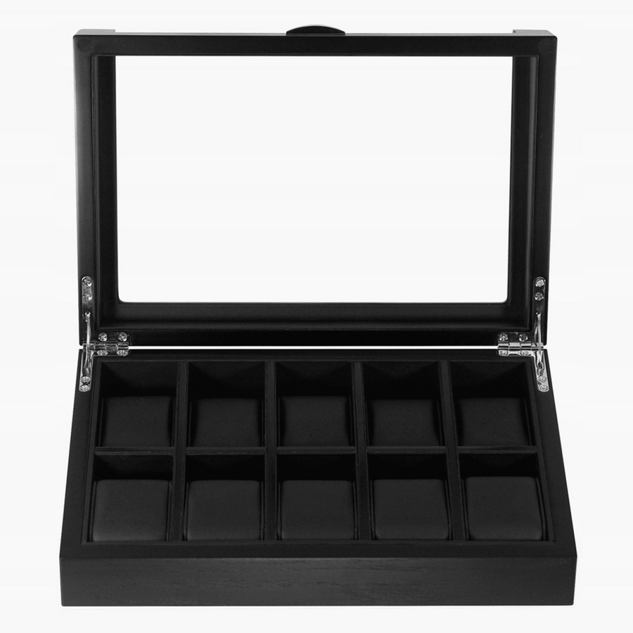 Black Wooden Watch Box for 10 Watches