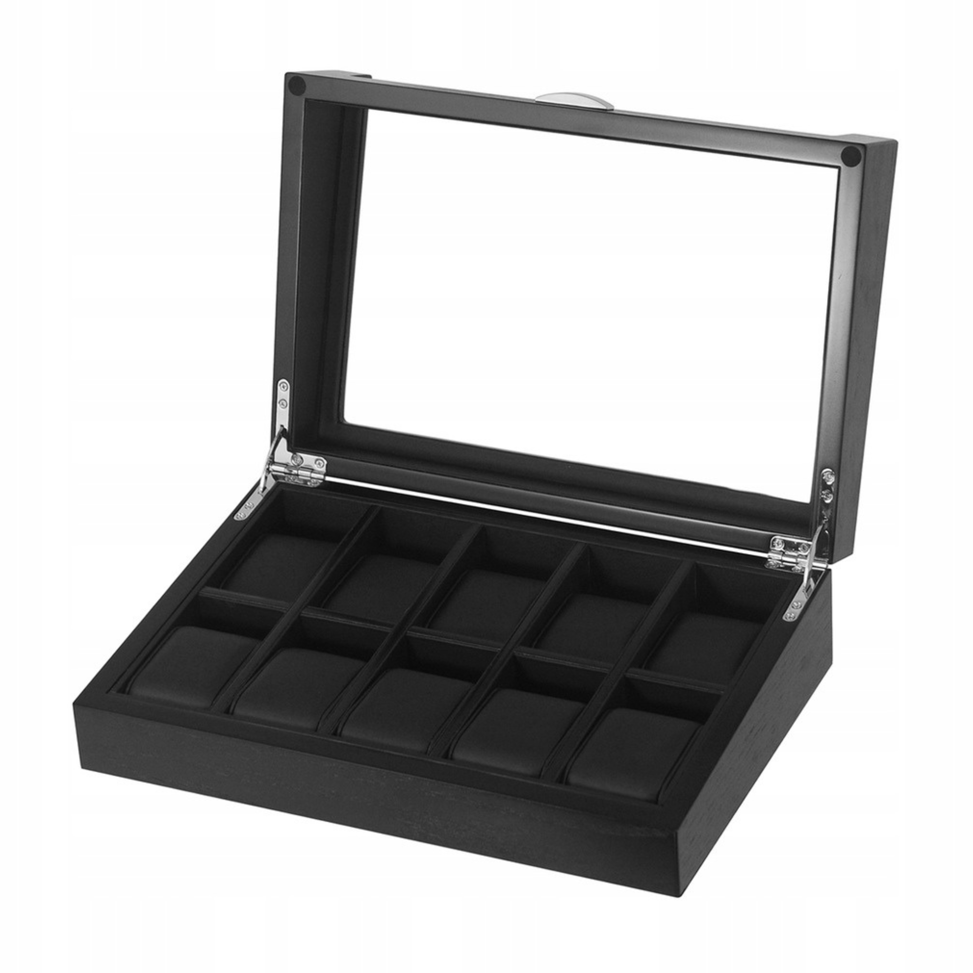 Black Wooden Watch Box for 10 Watches