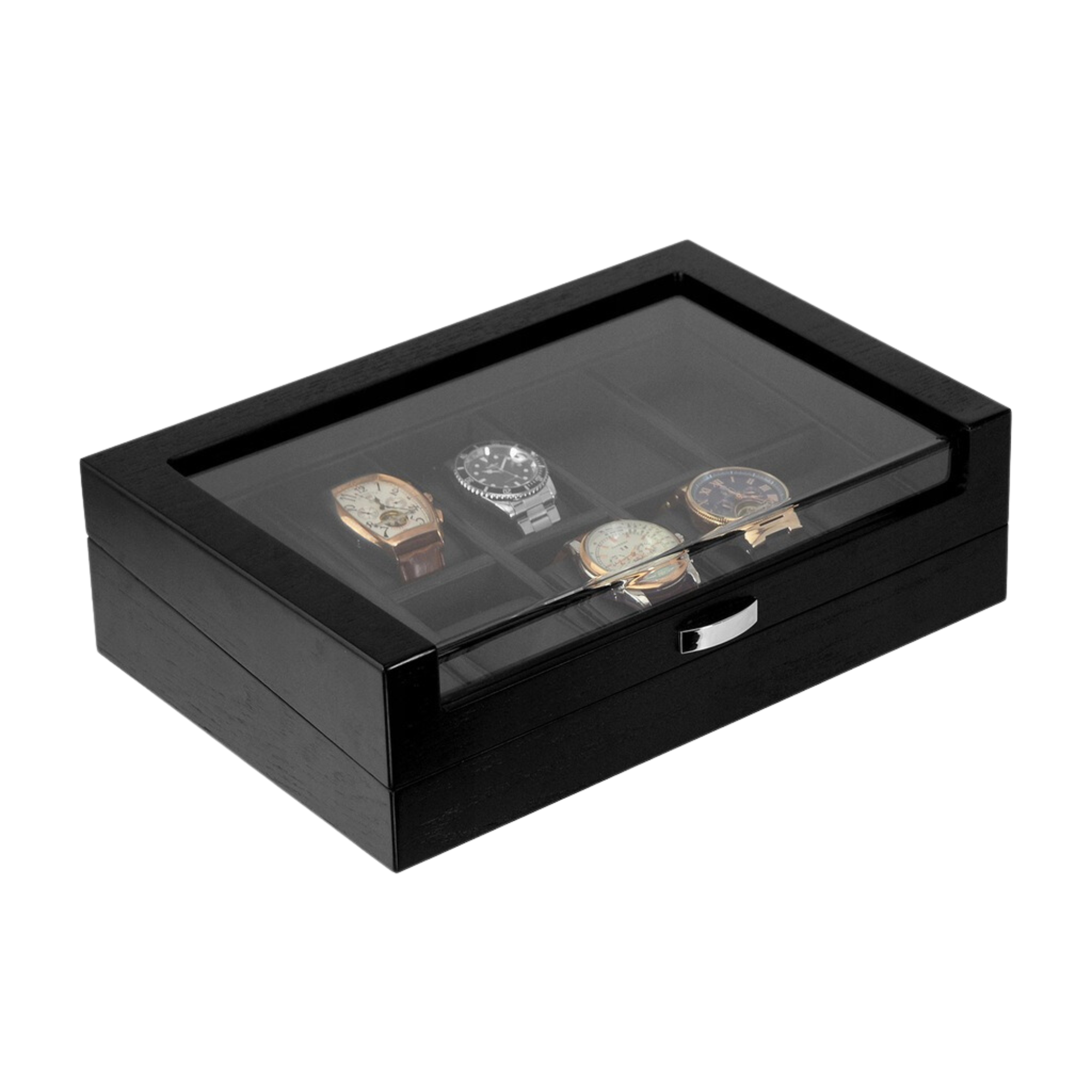 Black Wooden Watch Box for 10 Watches
