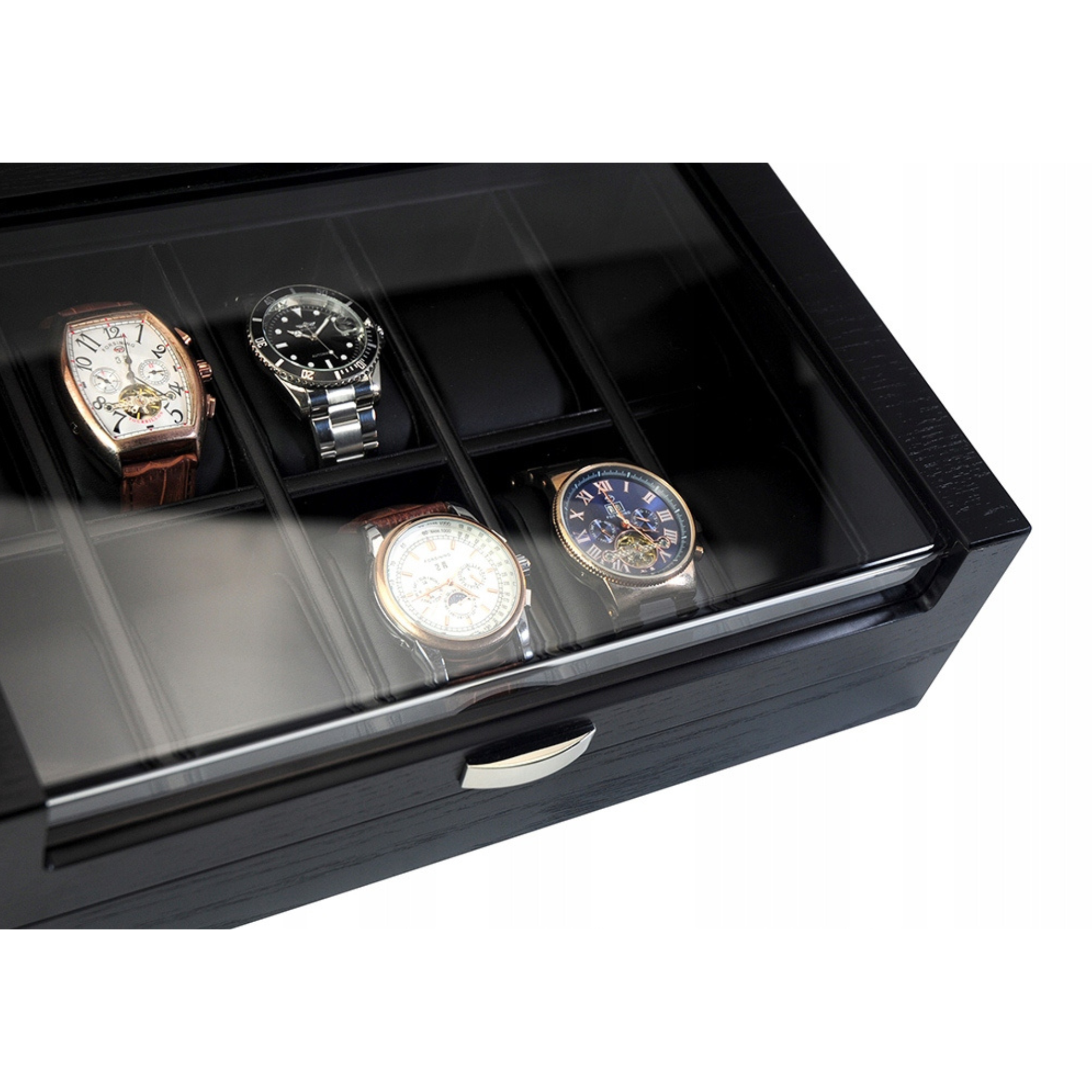Black Wooden Watch Box for 10 Watches