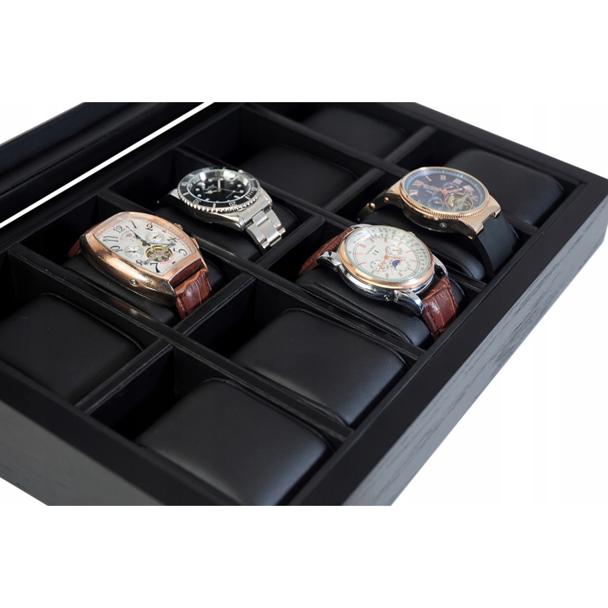 Black Wooden Watch Box for 10 Watches