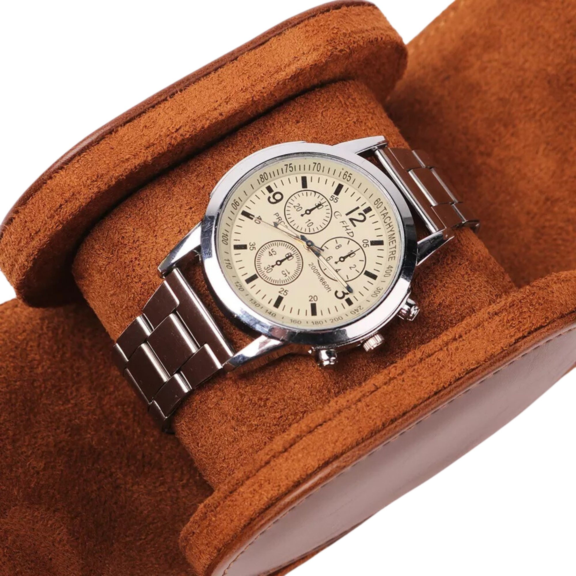 Watch Roll Case for 1 in Brown Vegan Leather