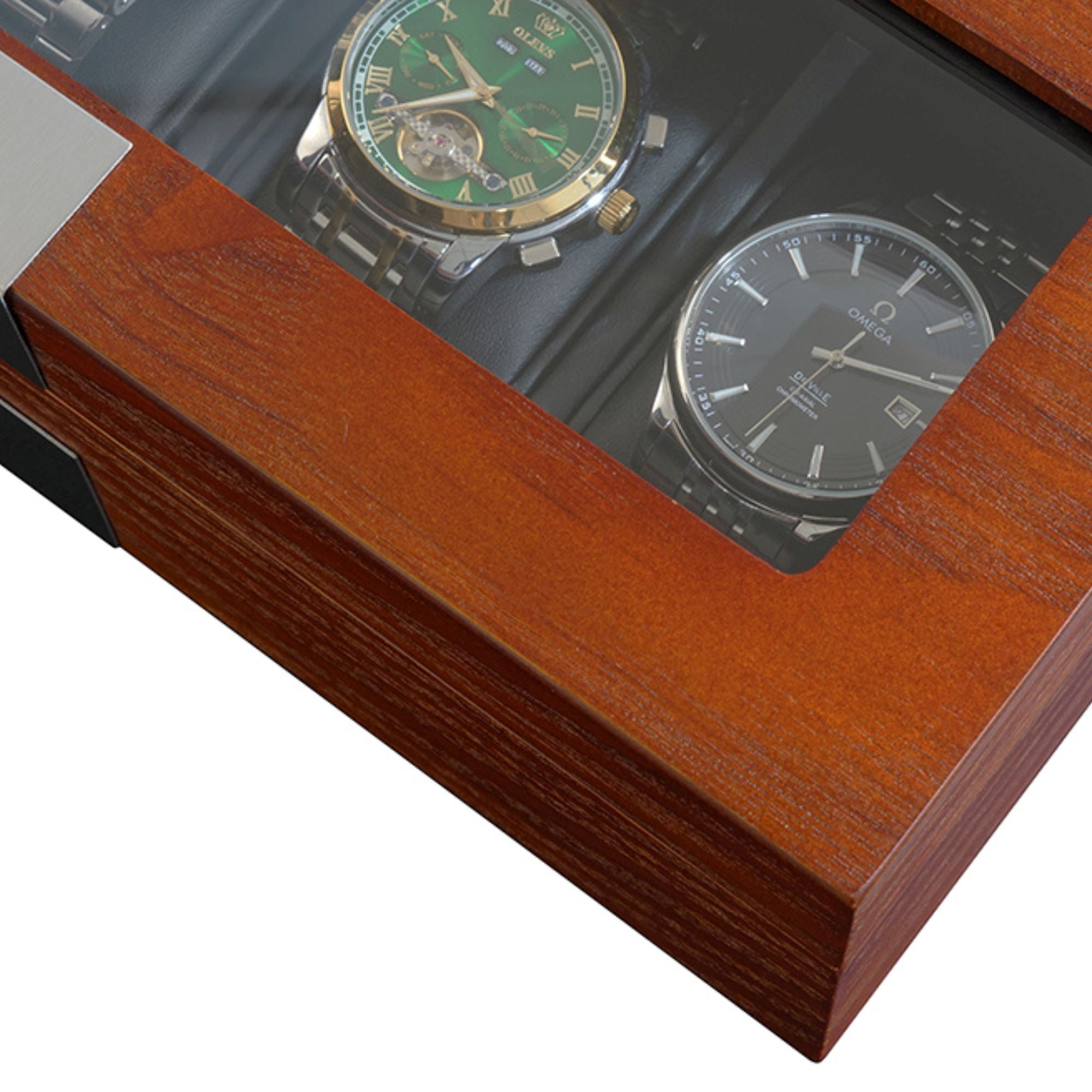 5 Slots Mahogany Wooden Watch Box Watch Boxes Clinks 