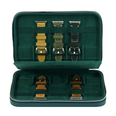 10 Slots Green Leather Watch Straps Box