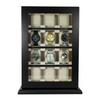 12 Slots Black Wooden Watch Cabinet