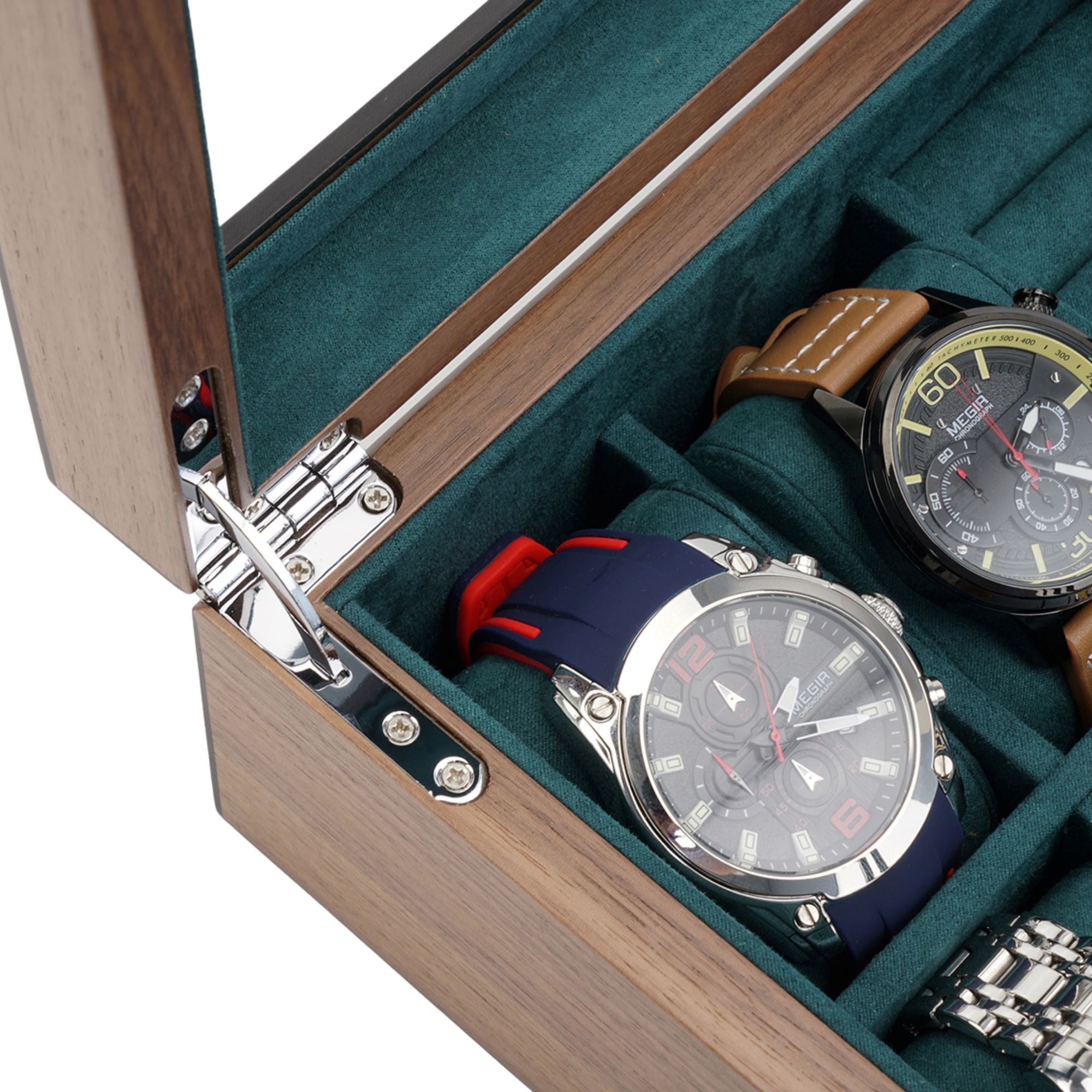 4 Slots Walnut Wooden Watch Box with Cufflinks Storage Watch Boxes Clinks Australia 