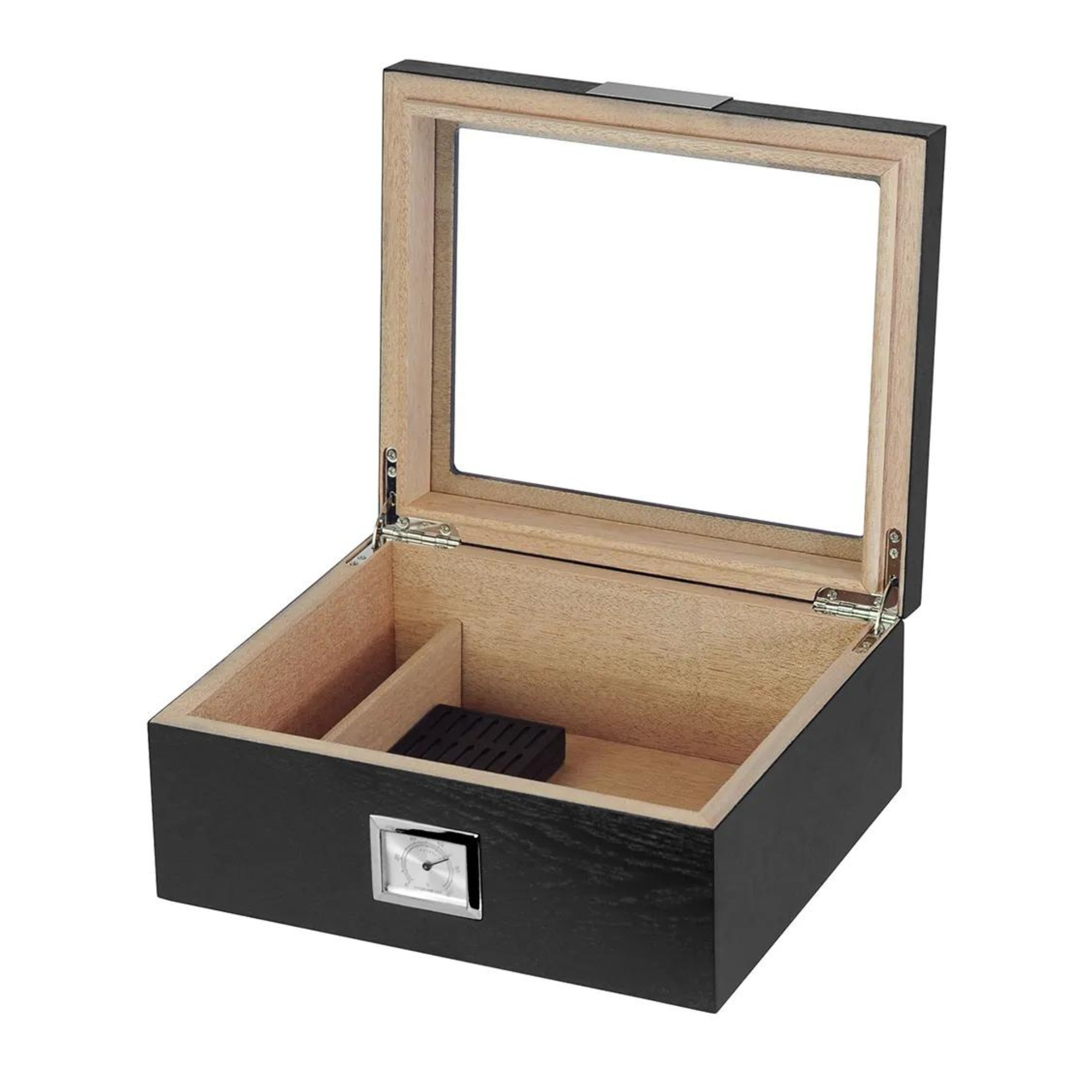 25 CT Black Cigar Humidor OAK Veneer Box for Cigars