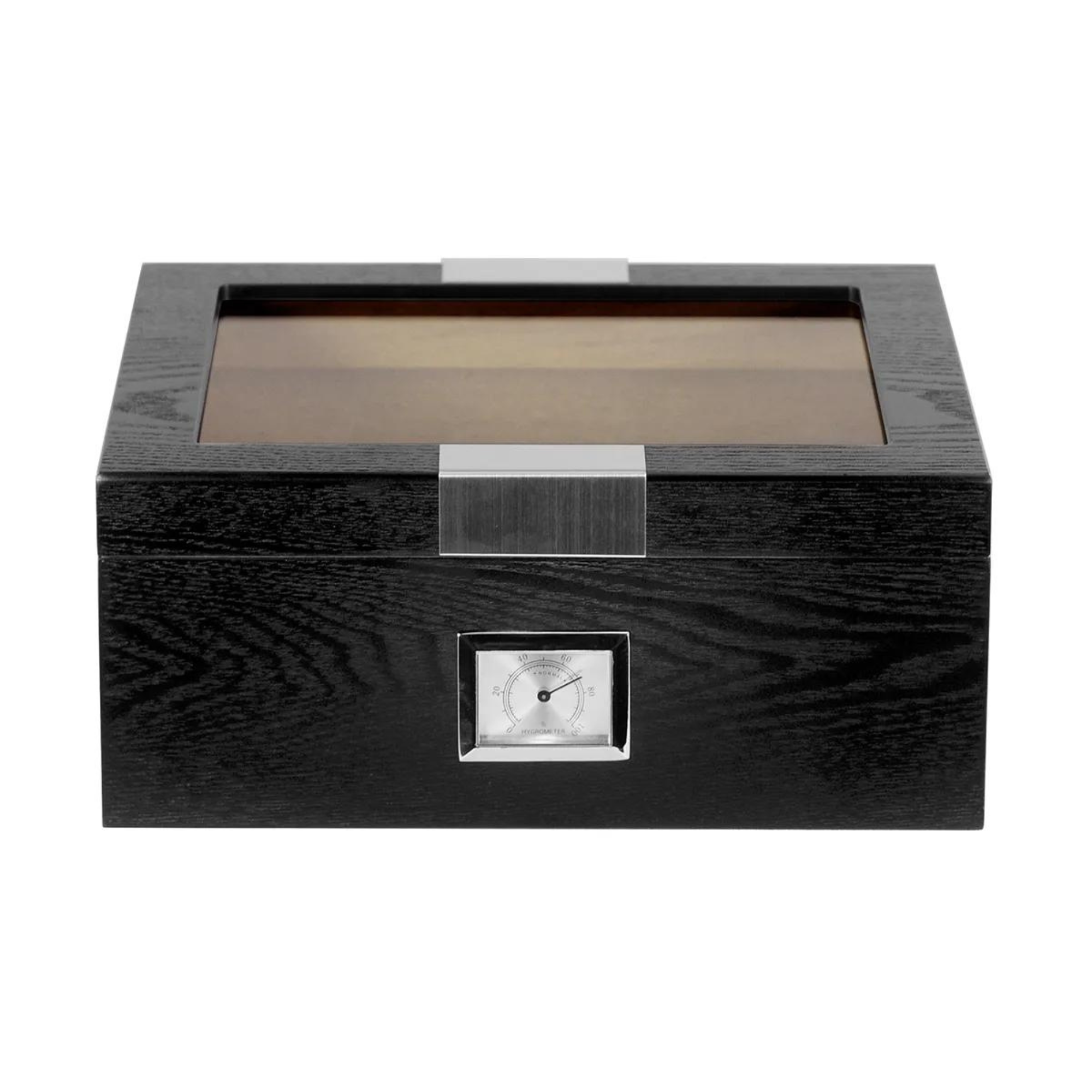 25 CT Black Cigar Humidor OAK Veneer Box for Cigars