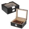 25 CT Black Cigar Humidor OAK Veneer Box for Cigars