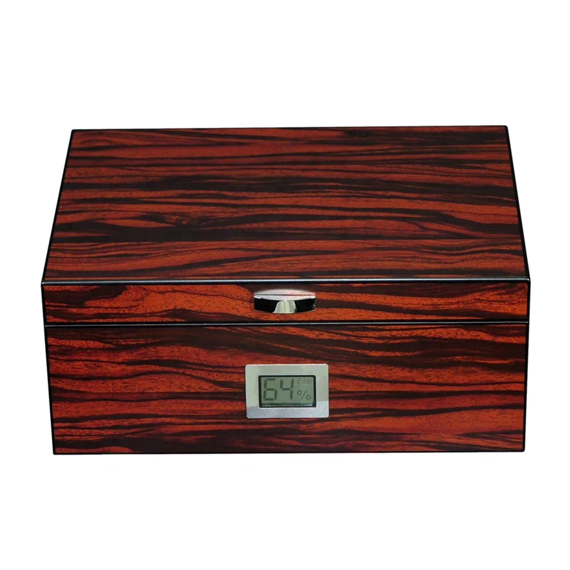 50 CT Ebony Cigar Humidor Box for Cigars Cigar Boxes Clinks 